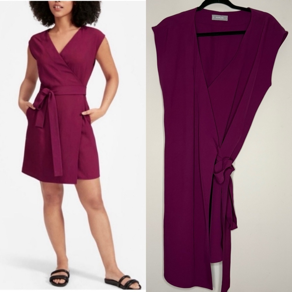 EVERLANE Japanese GoWeave Magenta Authentic Wrap Summer Mini Dress